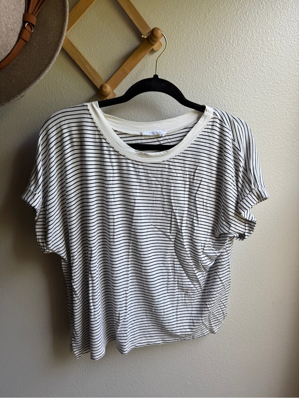CJLA Striped Short-Sleeve Crewneck Top - White/Black